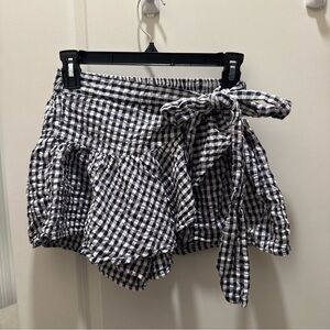 ANGIE Navy Plaid Skort Side Tie Shorts  mini Small